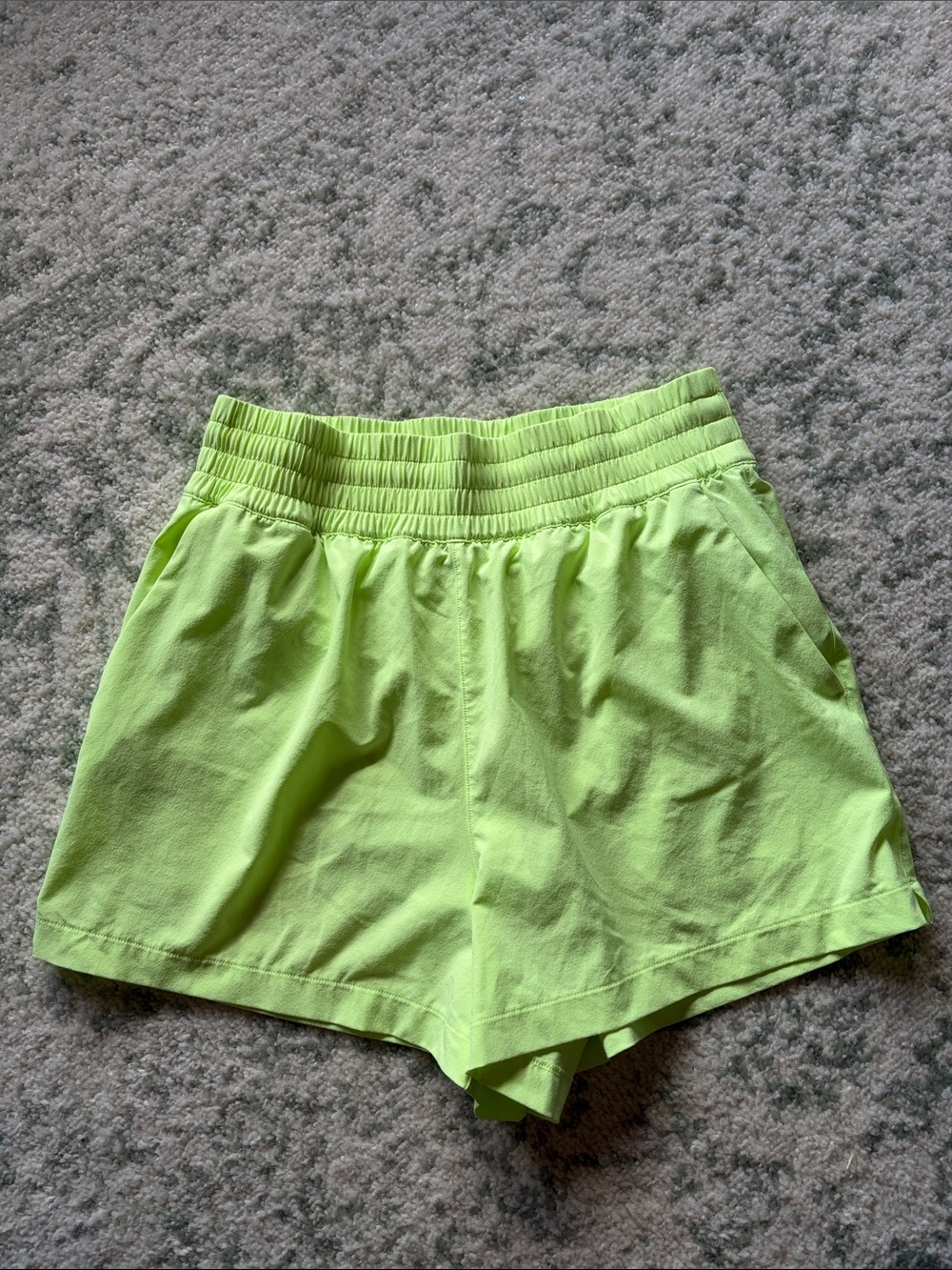 Athleta Neon Yellow High-Rise Athletic Shorts